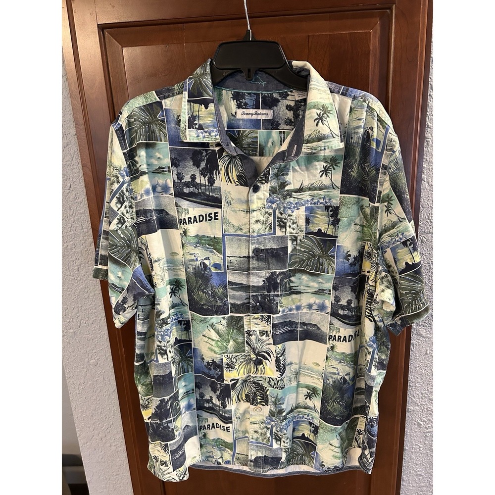 Tommy Bahama Silk Hawaiian Aloha Snapshot Paradise Shirt XL